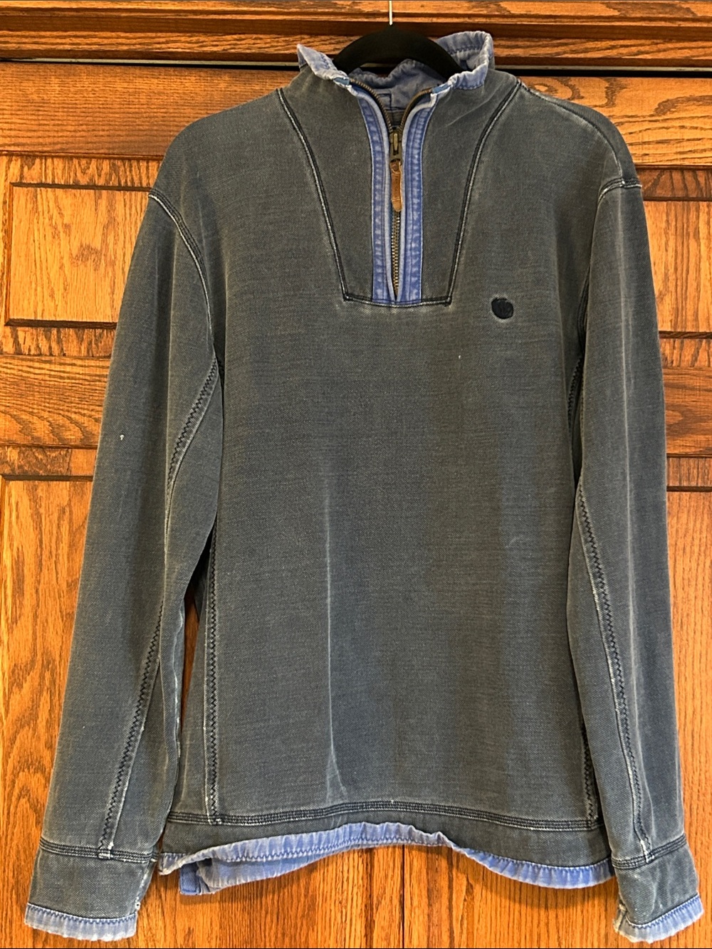 Fat Face Men's Charcoal Zip-Up Pullover with Blue Trim